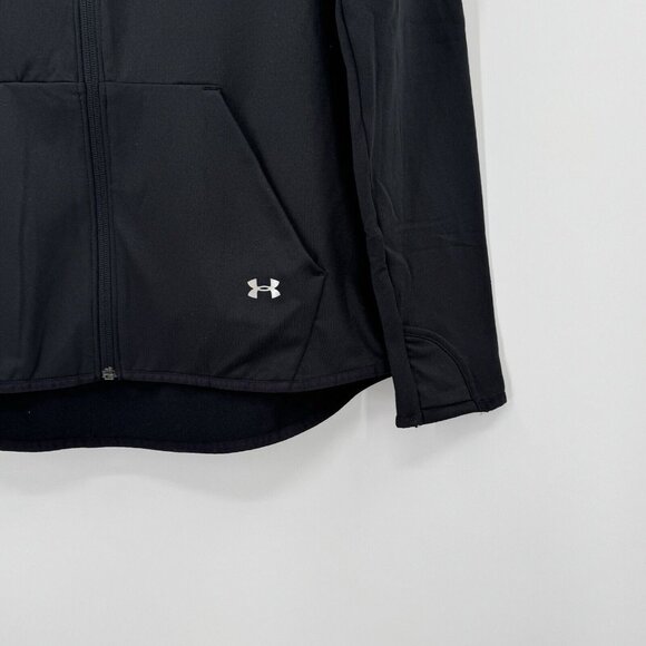 Under Armour Cold Gear Full Zip Hooded Jacket sz M Women's in Black Fleece Lined - Picture 3 of 11